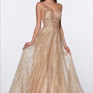 Meier Women's Glitter Tulle Double V-Neck A-Line